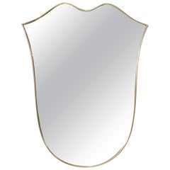 Midcentury Italian Shield Shaped Brass Mirror Attributed to Gio Ponti, 1961