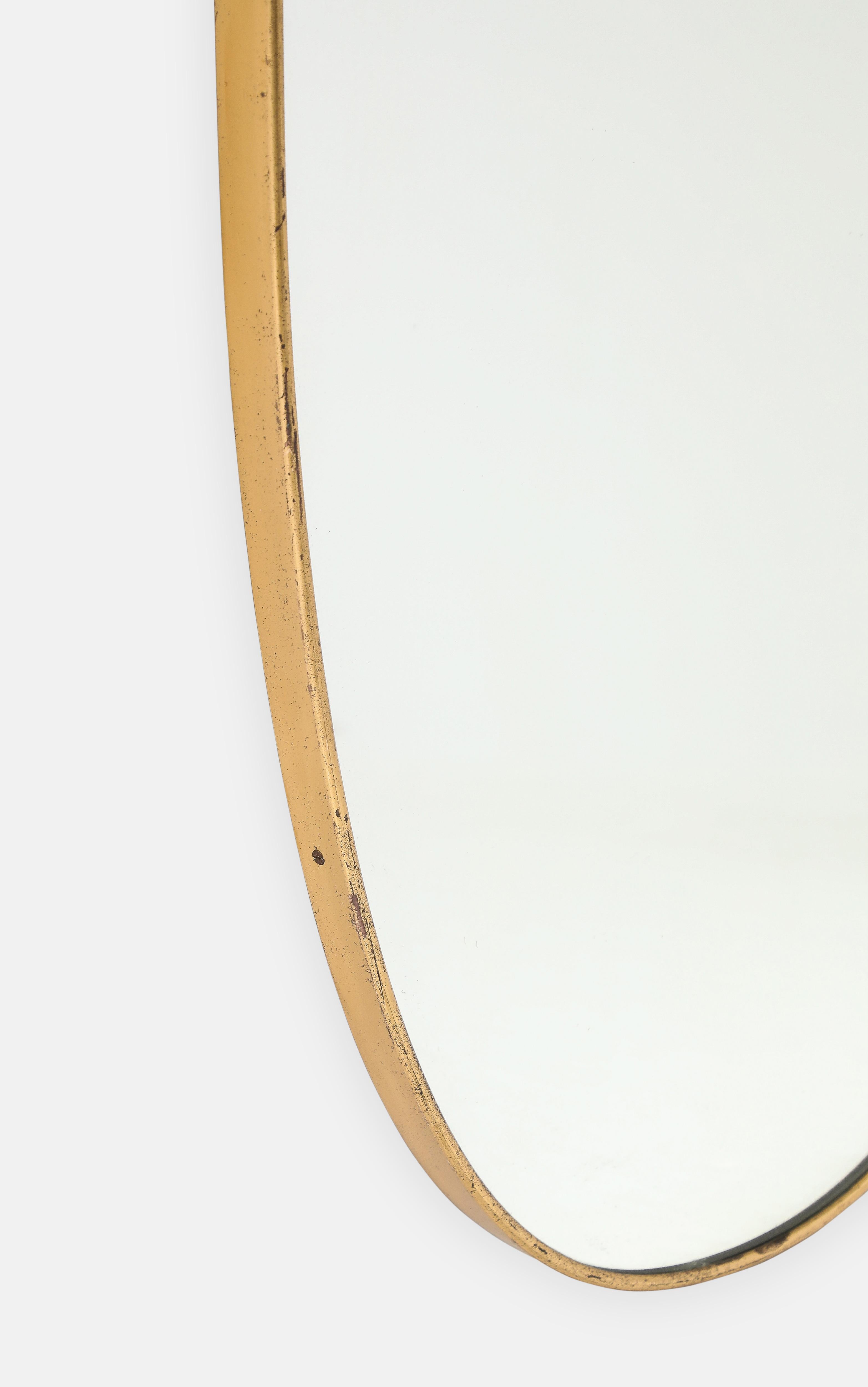 Midcentury Italian Shield Shaped Brass Mirror For Sale 5