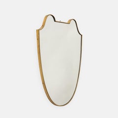 Midcentury Italian Shield Shaped Brass Mirror
