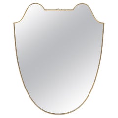 Midcentury Italian Shield Shaped Brass Mirror