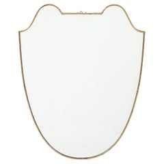 Midcentury Italian Shield Shaped Brass Mirror