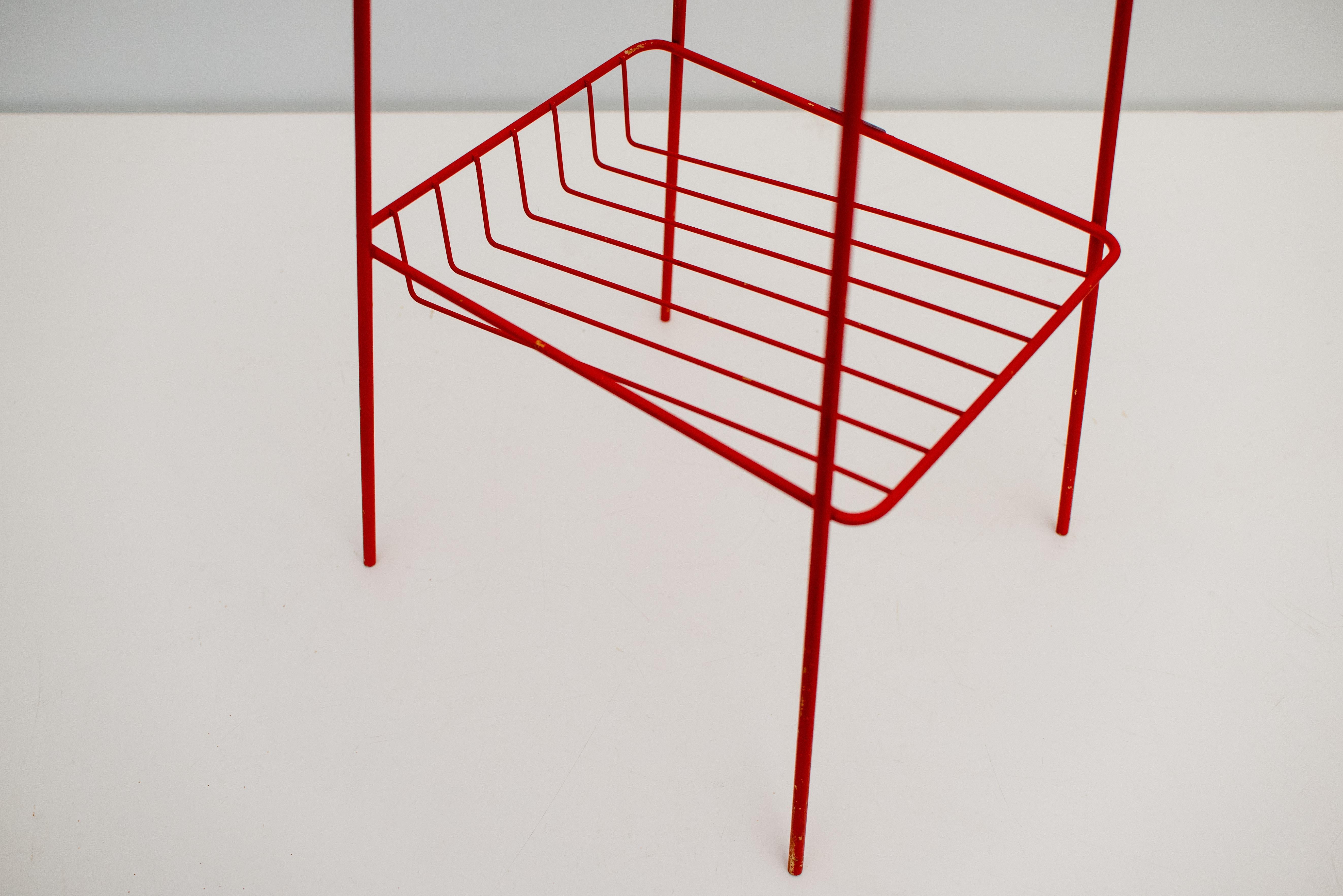 Mid-Century Modern Midcentury Italian Side Table in Red Steel, 1973