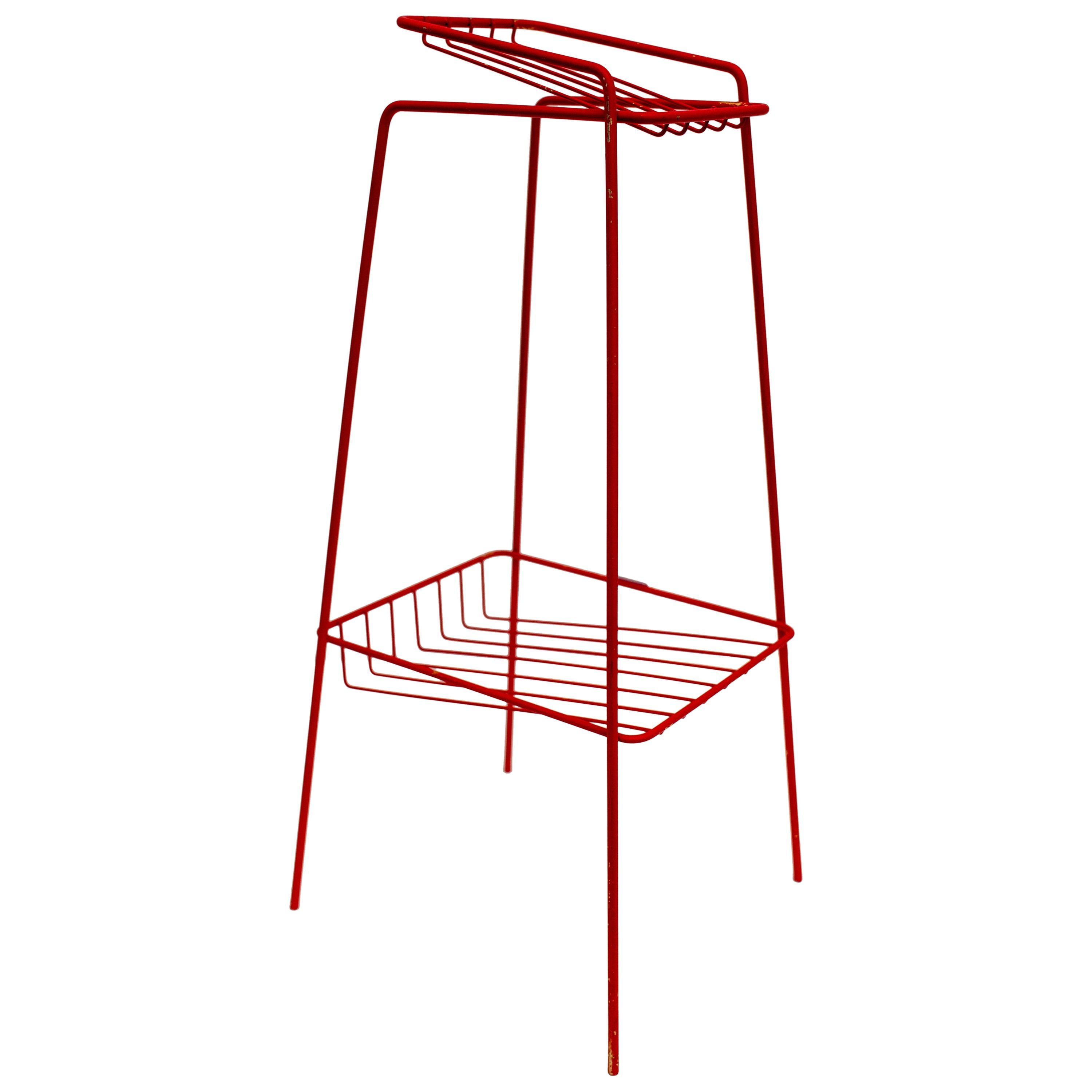 Midcentury Italian Side Table in Red Steel, 1973