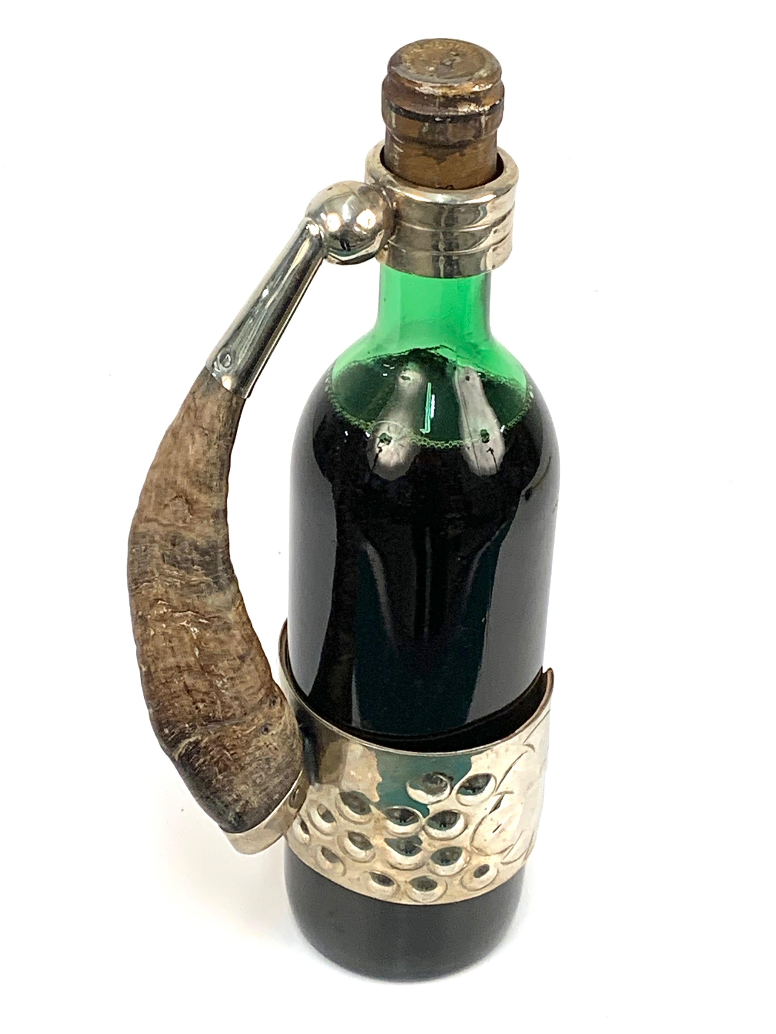 Midcentury Italian Silver Plated and Wood Pourer with Horn Handle, 1970s For Sale 5