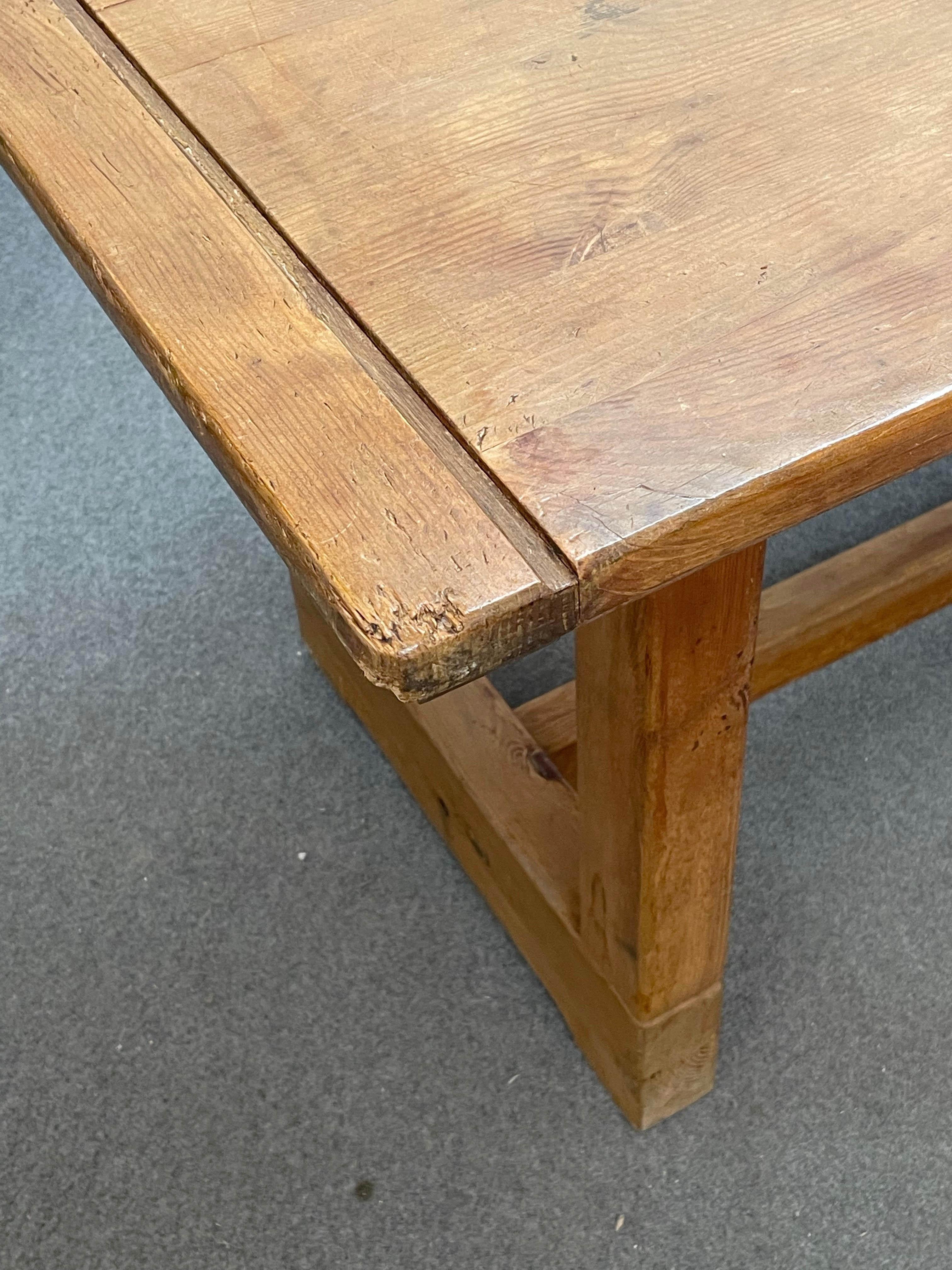 Midcentury Italian Solid Pine Wood Dining Room Farm Table, 1950s 10