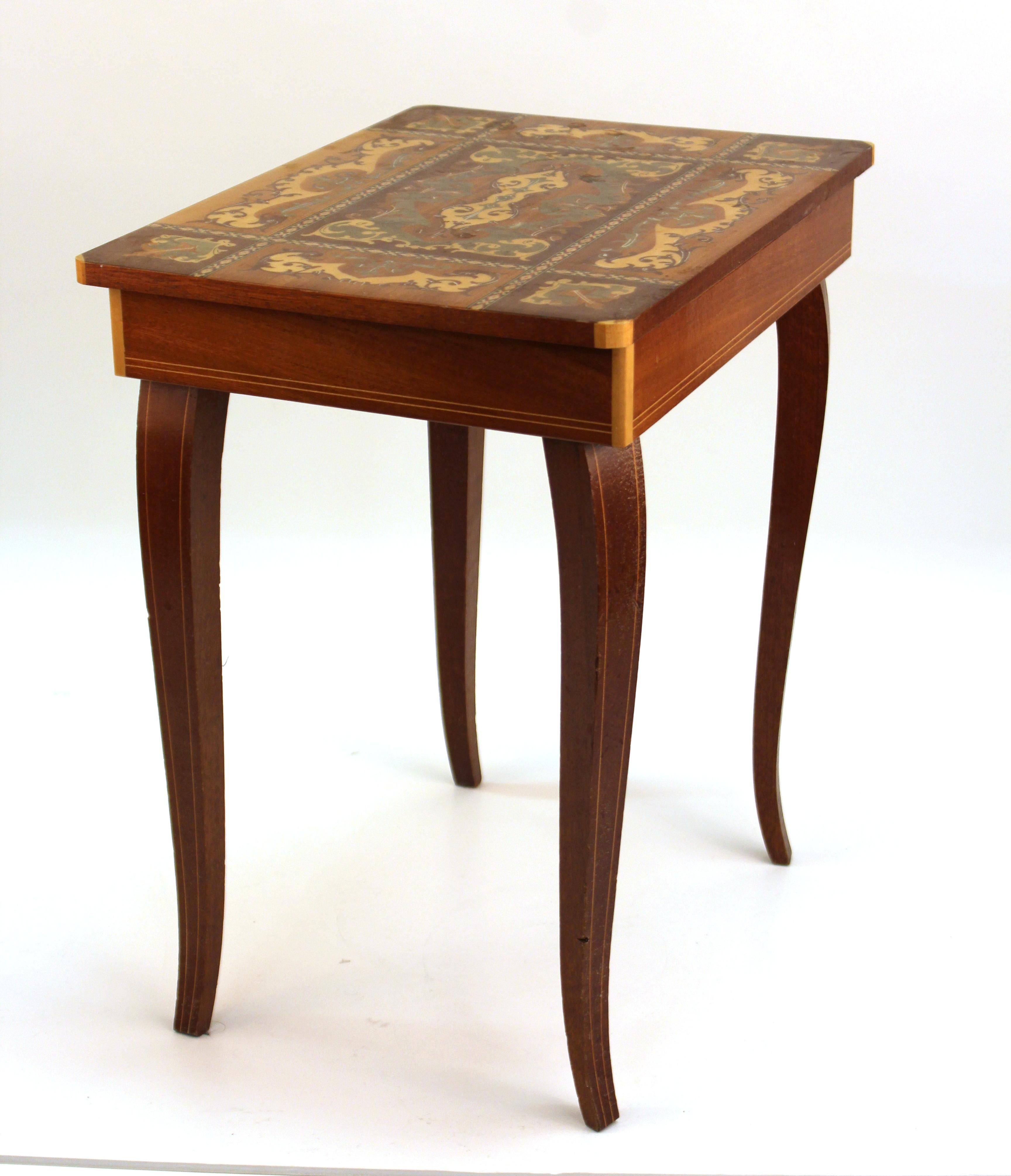 Midcentury Italian Sorrento Musical Table with Wood Inlay For Sale at ...