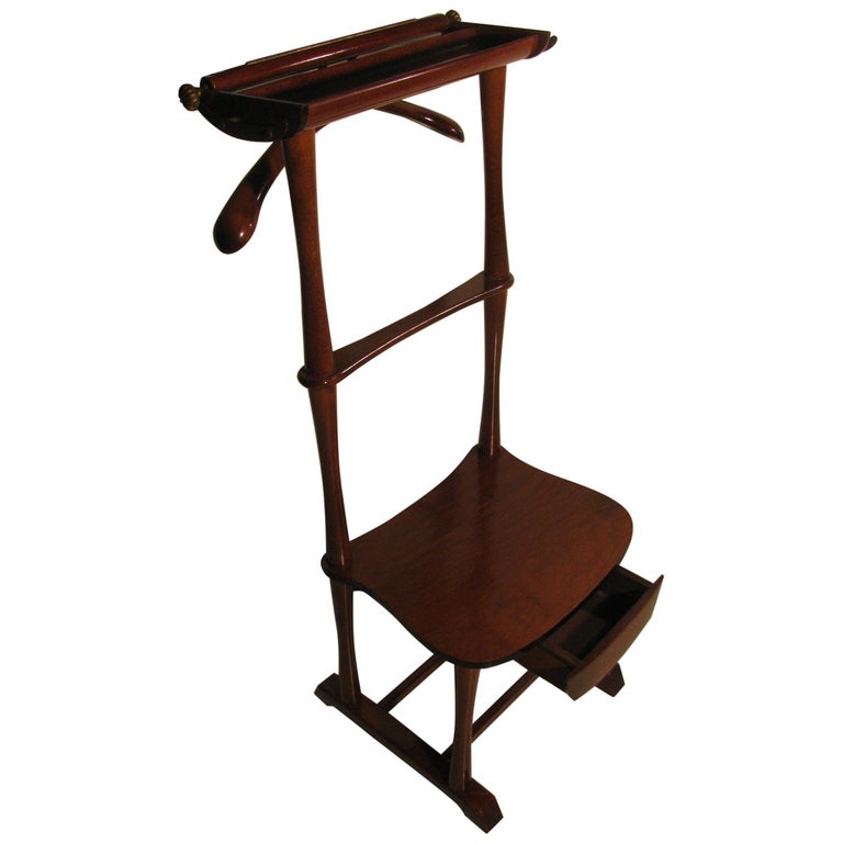 Midcentury Italian SPQR Clothes Valet with Seat and Drawer at 1stDibs
