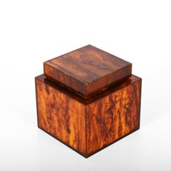 Midcentury Italian Square Lucite Ice Bucket with Tortoise Shell Effect, 1970s