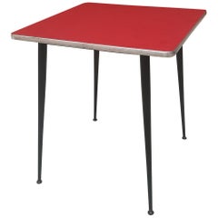 Midcentury Italian Squared Red Formica Ad Metal Table from 1960s