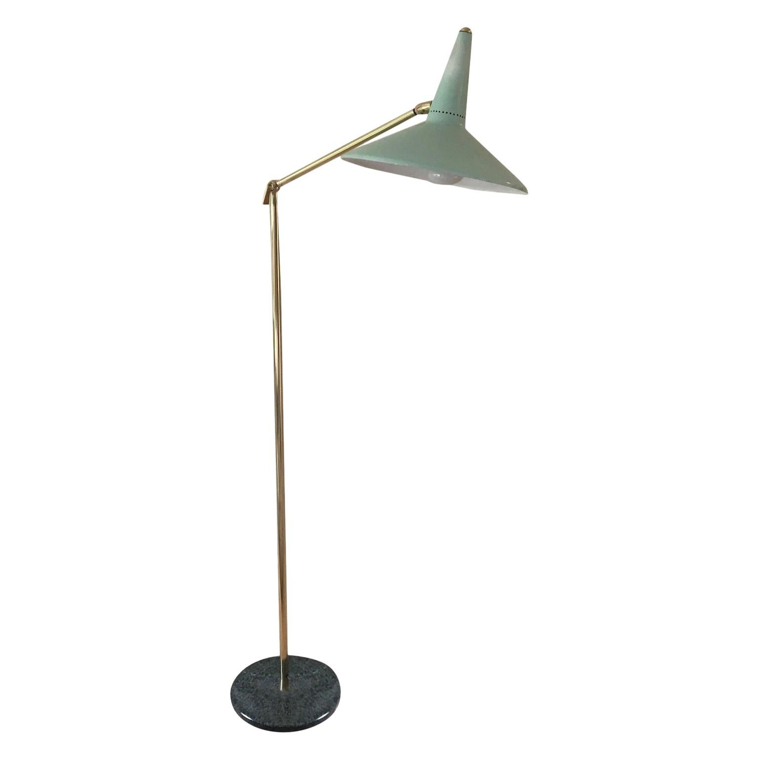 Midcentury Italian Standing Floor Lamp with Metal Shade For Sale