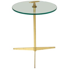 Midcentury Italian Table on Brass Tripod Base