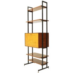 Midcentury Italian Teak Wall Unit with Desk, 1950s