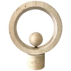 Mid Century Italian Travertine and Brass Kinetic Sculpture