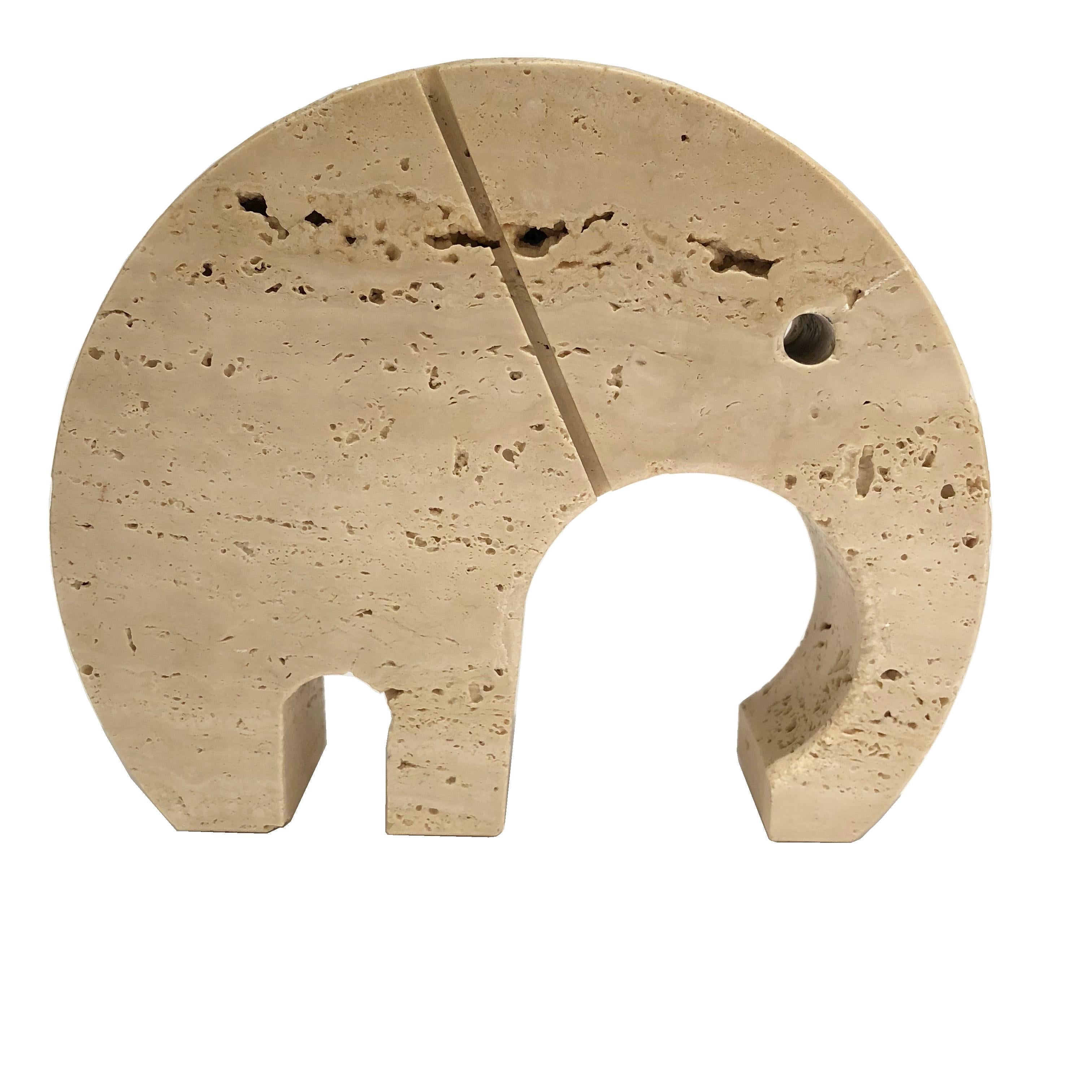 Mid-Century Modern Midcentury Italian Travertine Marble Elephant Paperweight by Fratelli Mannelli