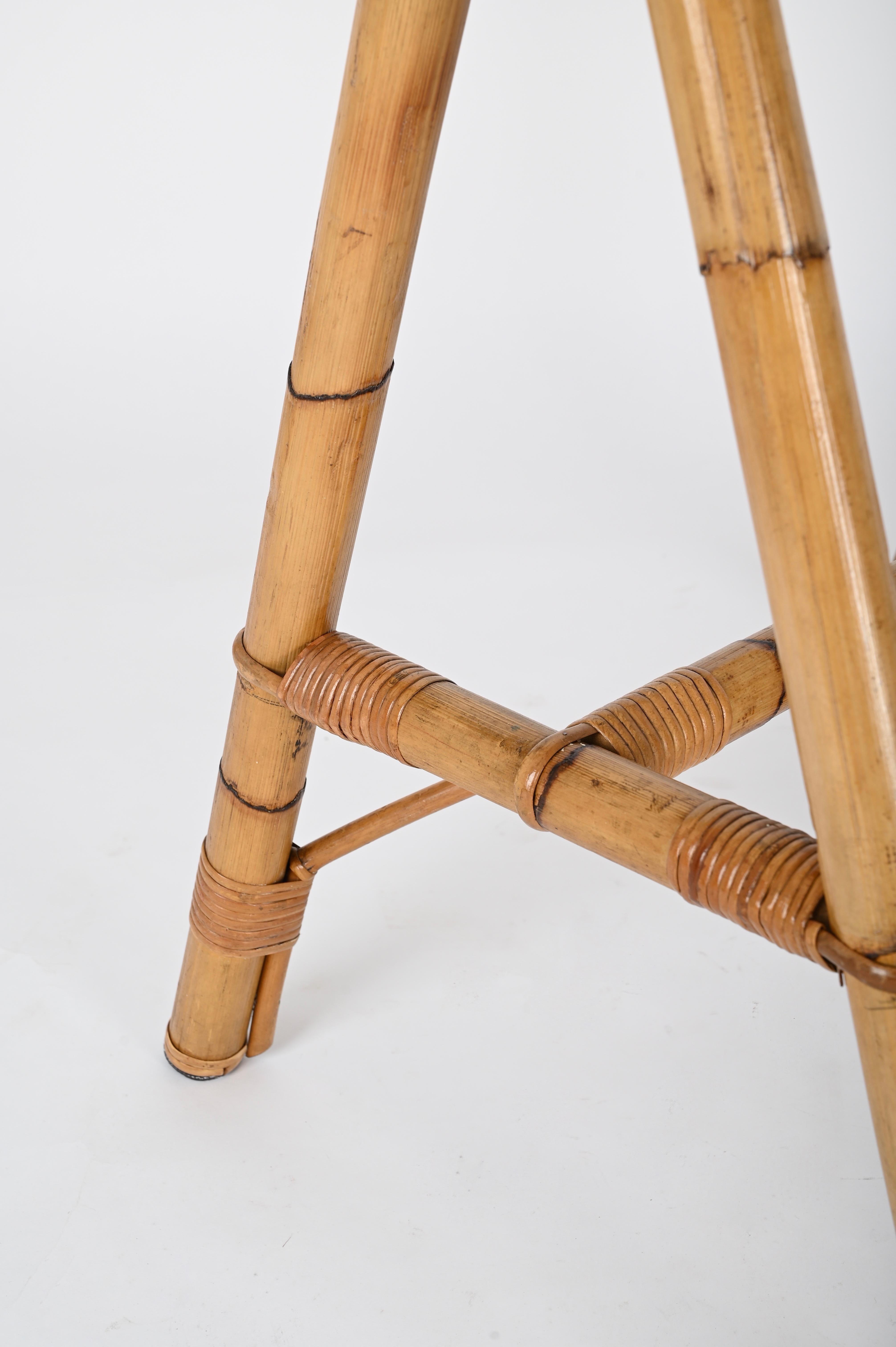 Midcentury Italian Trestle Desk or Table in Bamboo, Rattan by Vivai Del Sud, 70s For Sale 7