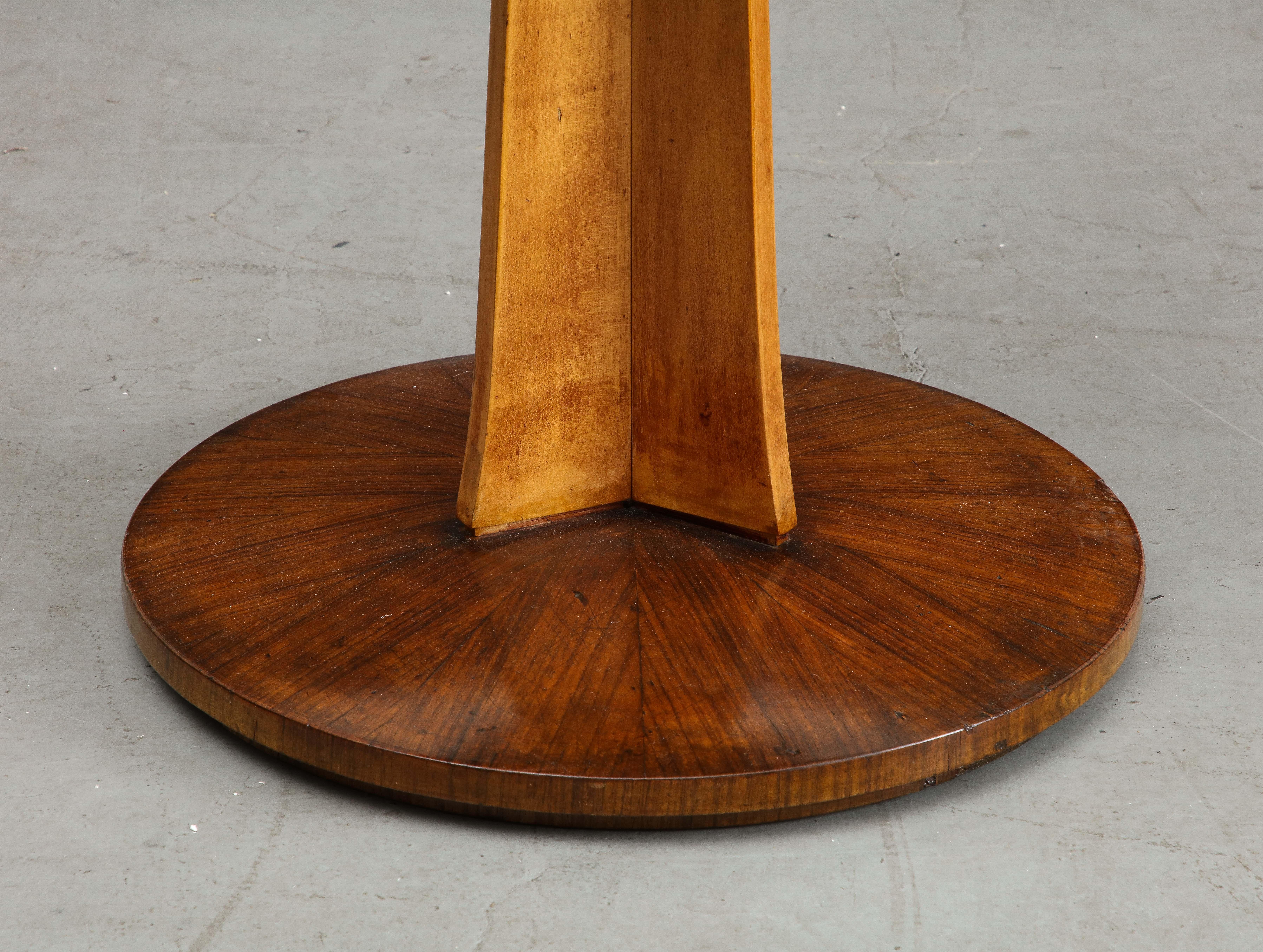 Midcentury Italian Triangular Fruitwood Side Table with Glass Top For Sale 7