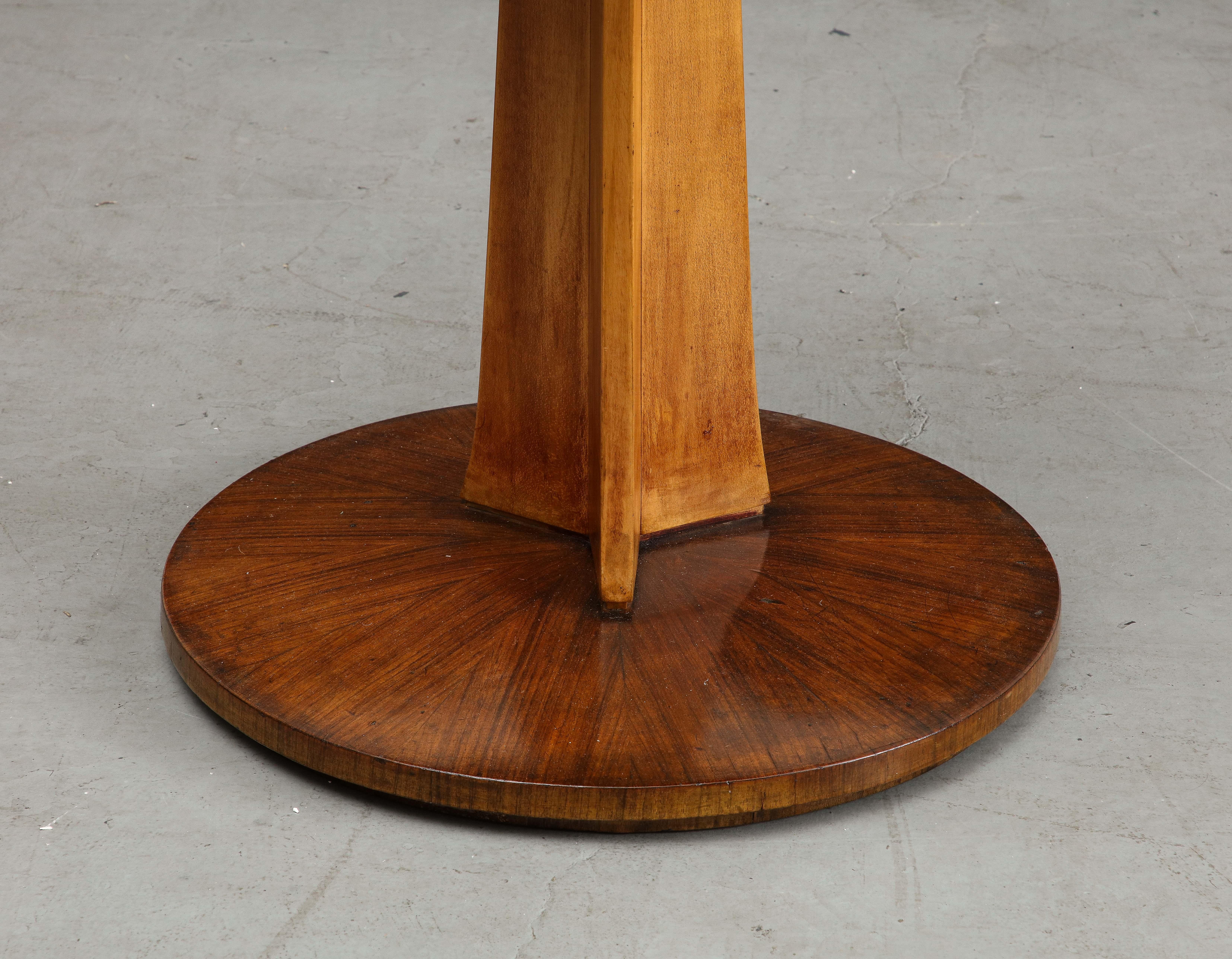 Midcentury Italian Triangular Fruitwood Side Table with Glass Top For Sale 8