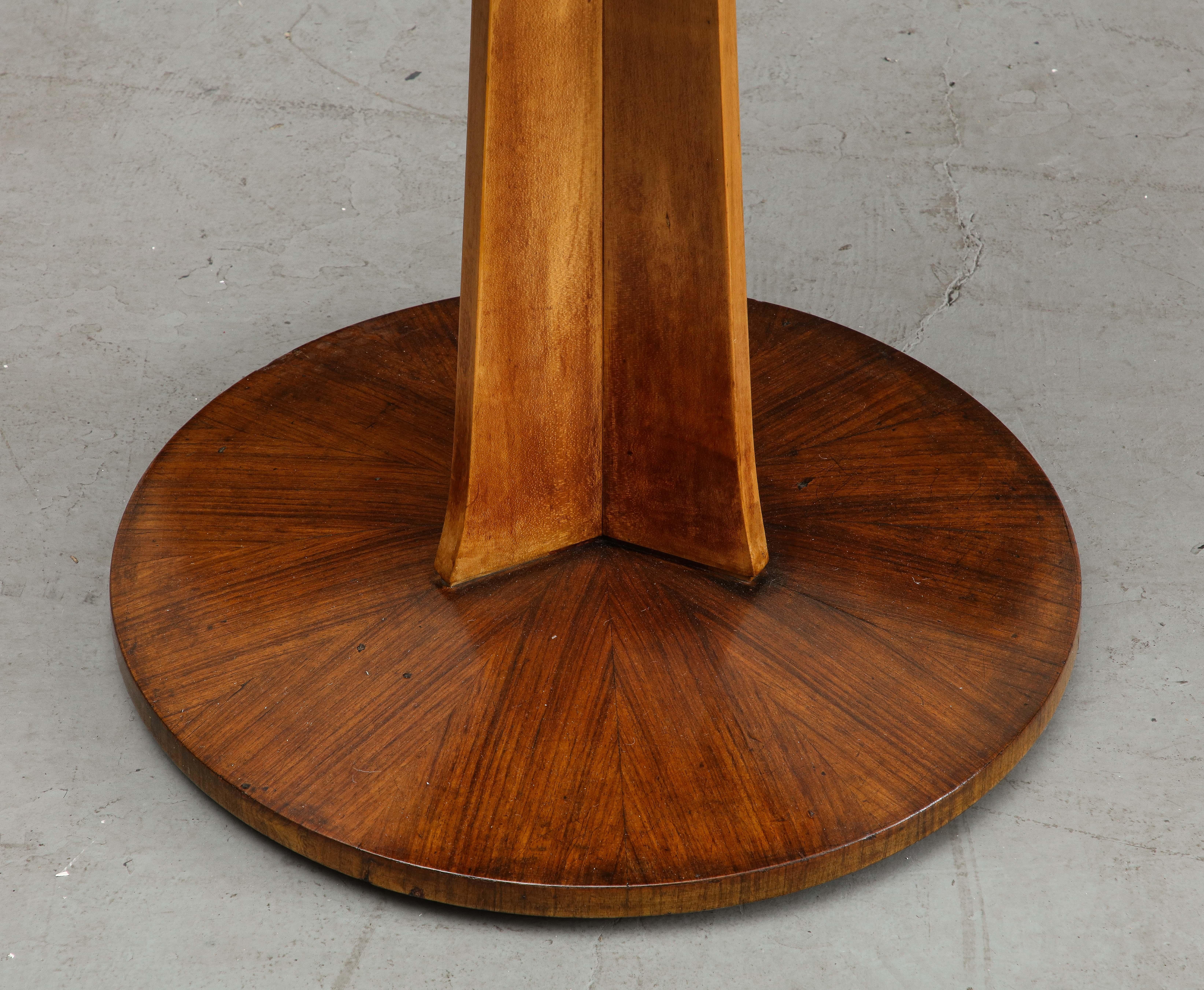 Midcentury Italian Triangular Fruitwood Side Table with Glass Top For Sale 9