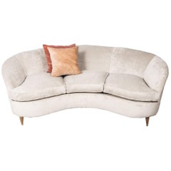 Midcentury Italian Velvet Elliptical Sofa, 1950s