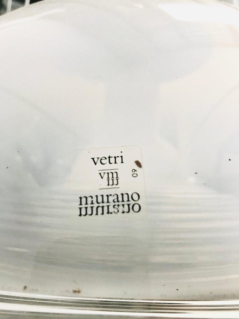 Midcentury Italian Vetri Murano Glass and Brass Pendant, 1970s For Sale 6