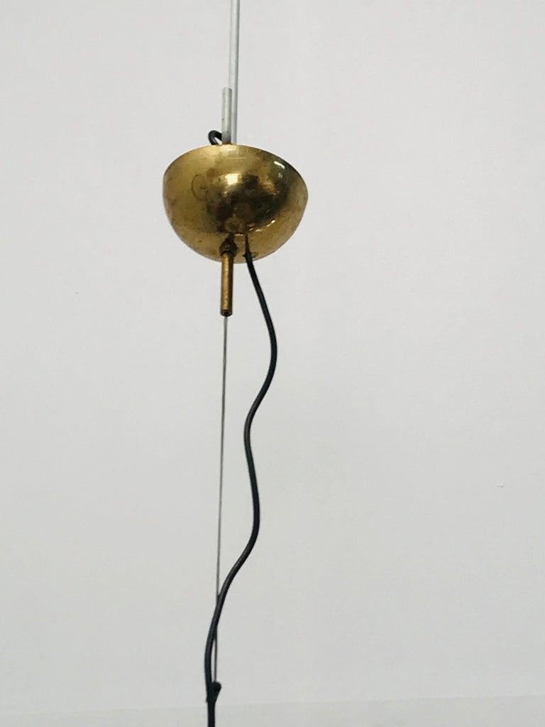 Midcentury Italian Vetri Murano Glass and Brass Pendant, 1970s For Sale 2