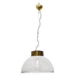 Italienische Vetri Murano Glas und Messing Pendelleuchte, 1970er Jahre