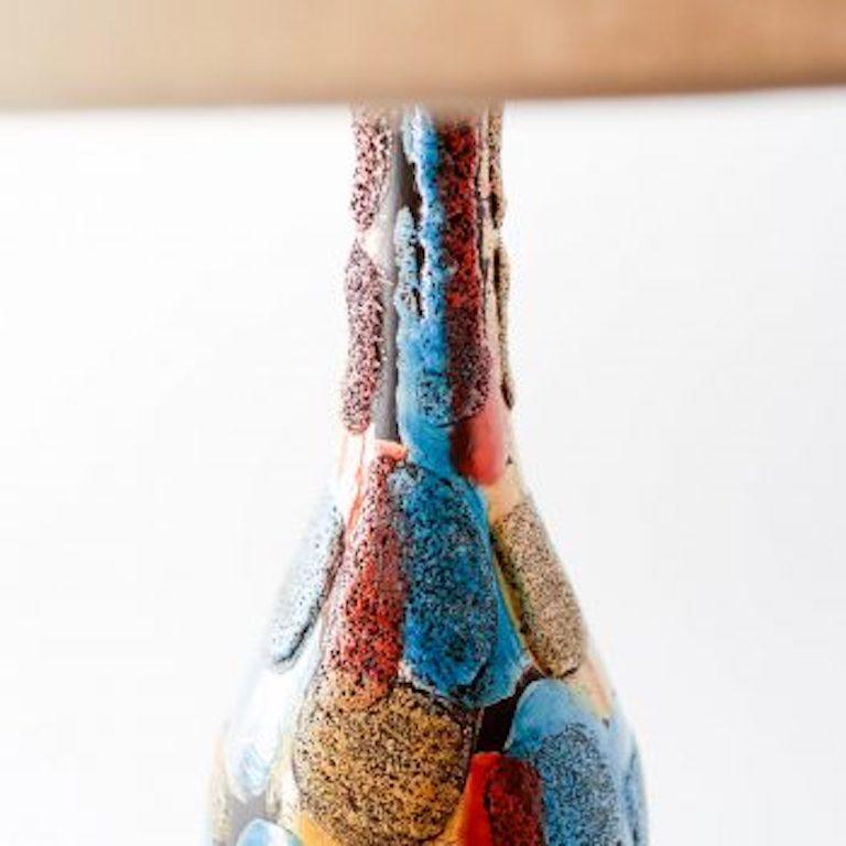 Mid-Century Modern Midcentury Italian Volcanic Glazed Pottery Ceramic Table Lamp For Sale