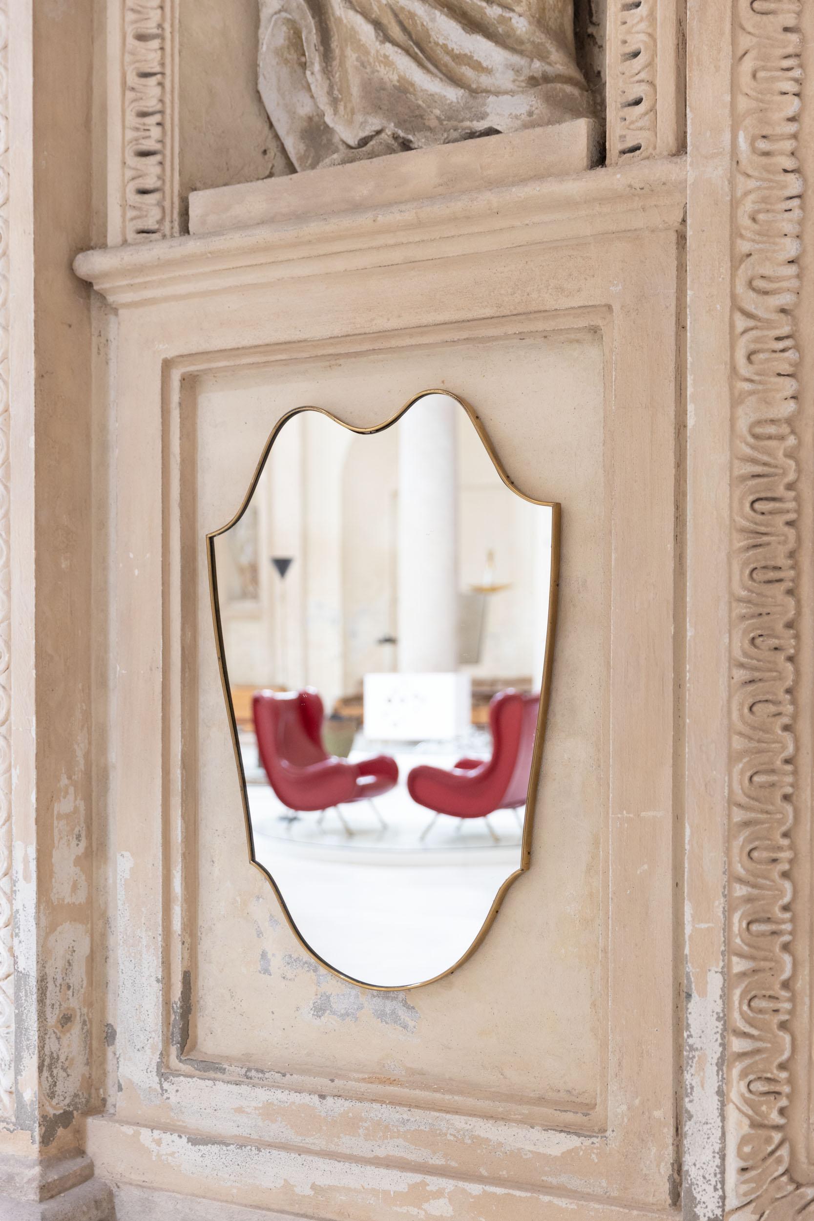 Italian Midcentury italian wall mirror in the style of Gio Ponti