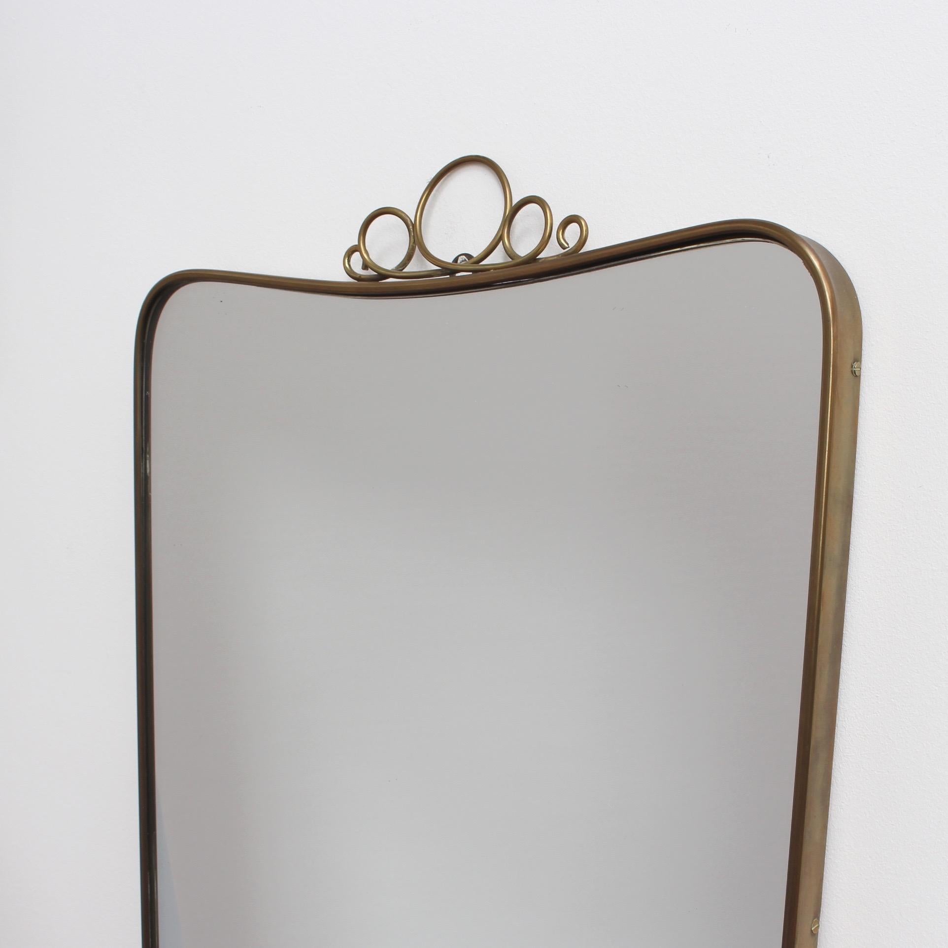 Midcentury Italian Wall Mirror with Brass Frame by Gio Ponti, circa 1950s 1