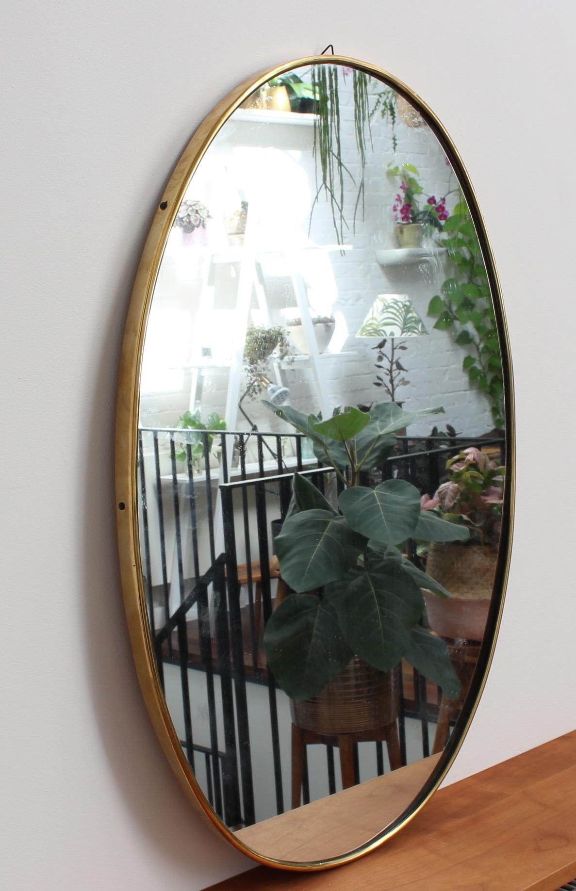 Midcentury Italian Wall Mirror with Brass Frame, circa 1950s In Good Condition In London, GB