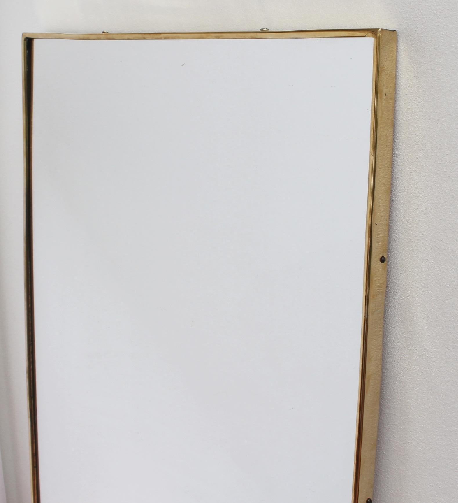 Midcentury Italian Wall Mirror with Brass Frame, circa 1950s In Good Condition In London, GB