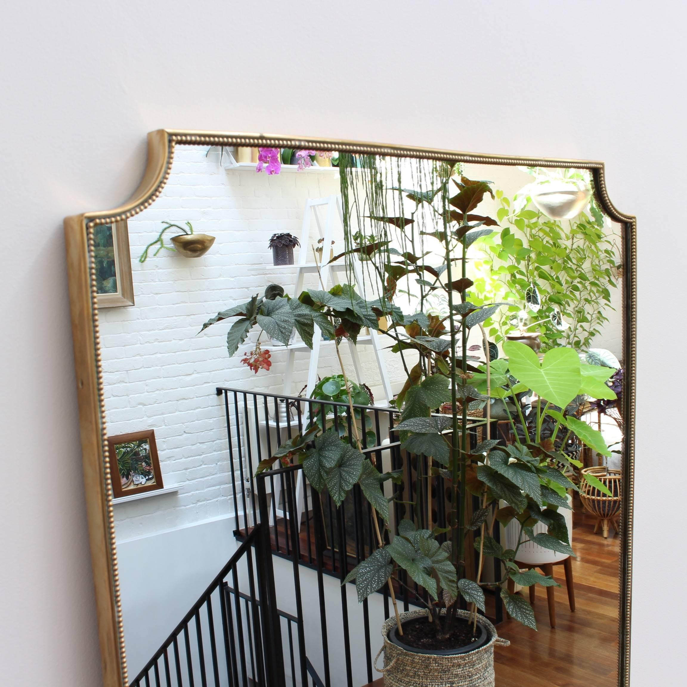 Mid-20th Century Midcentury Italian Wall Mirror with Brass Frame, circa 1950s