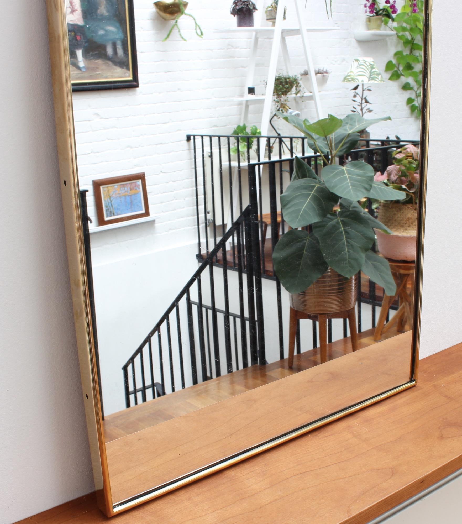 Mid-20th Century Midcentury Italian Wall Mirror with Brass Frame, circa 1950s