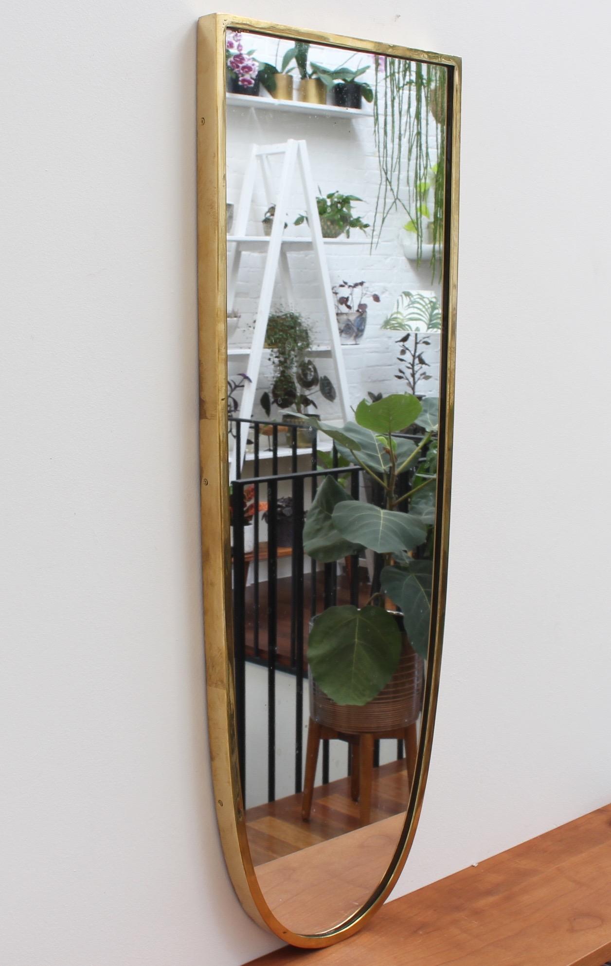 Mid-20th Century Midcentury Italian Wall Mirror with Brass Frame, circa 1950s For Sale