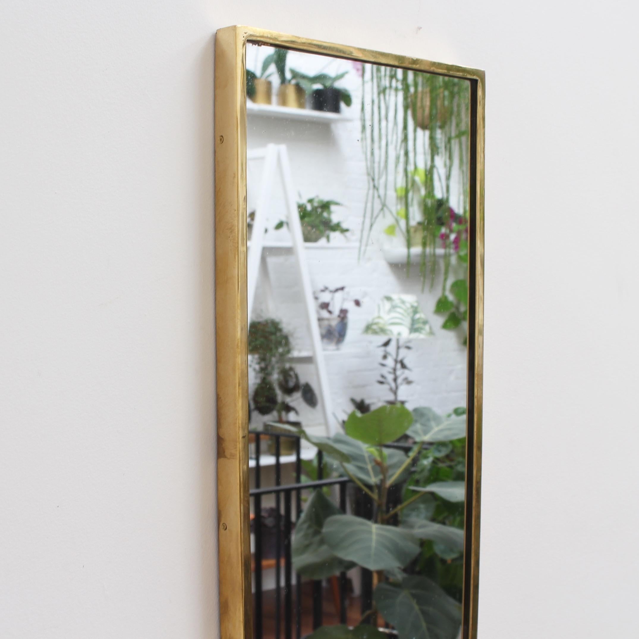 Midcentury Italian Wall Mirror with Brass Frame, circa 1950s For Sale 1