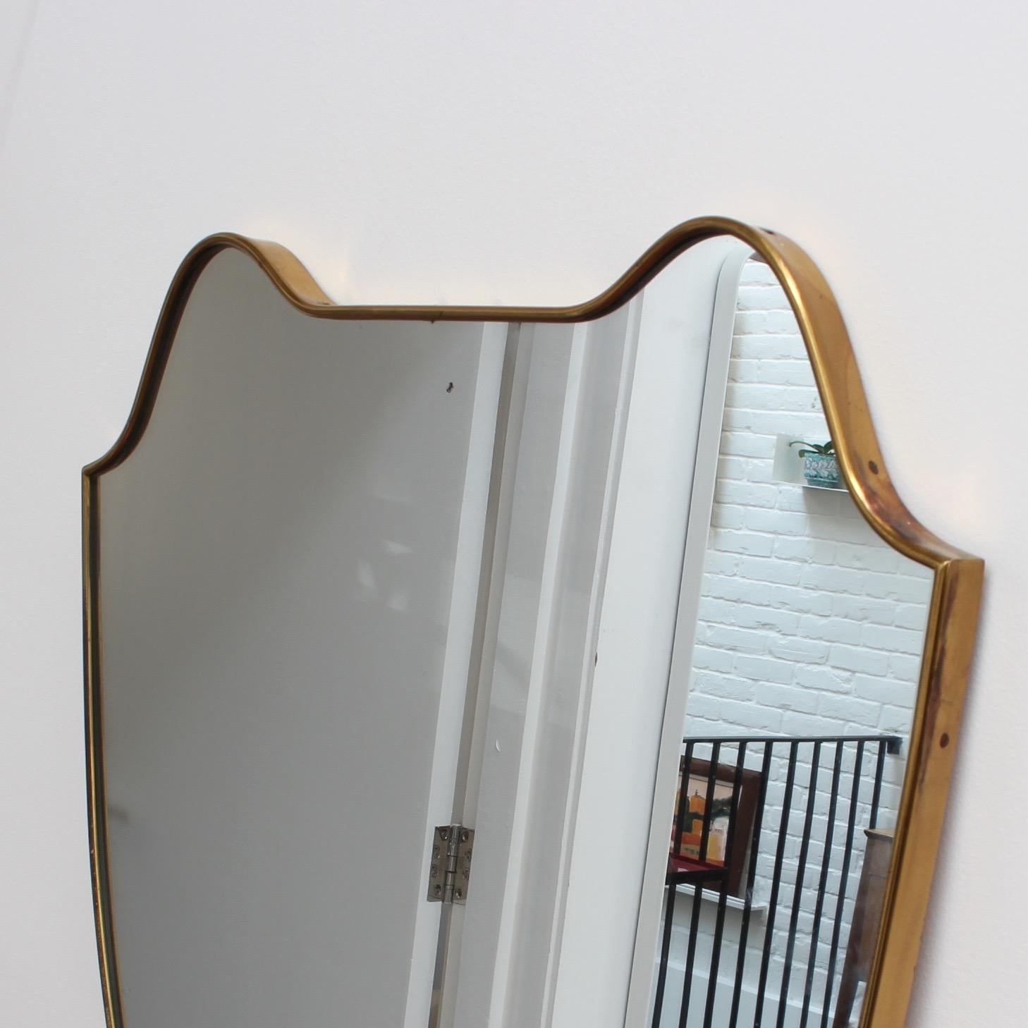 Midcentury Italian Wall Mirror with Brass Frame, circa 1950s 3