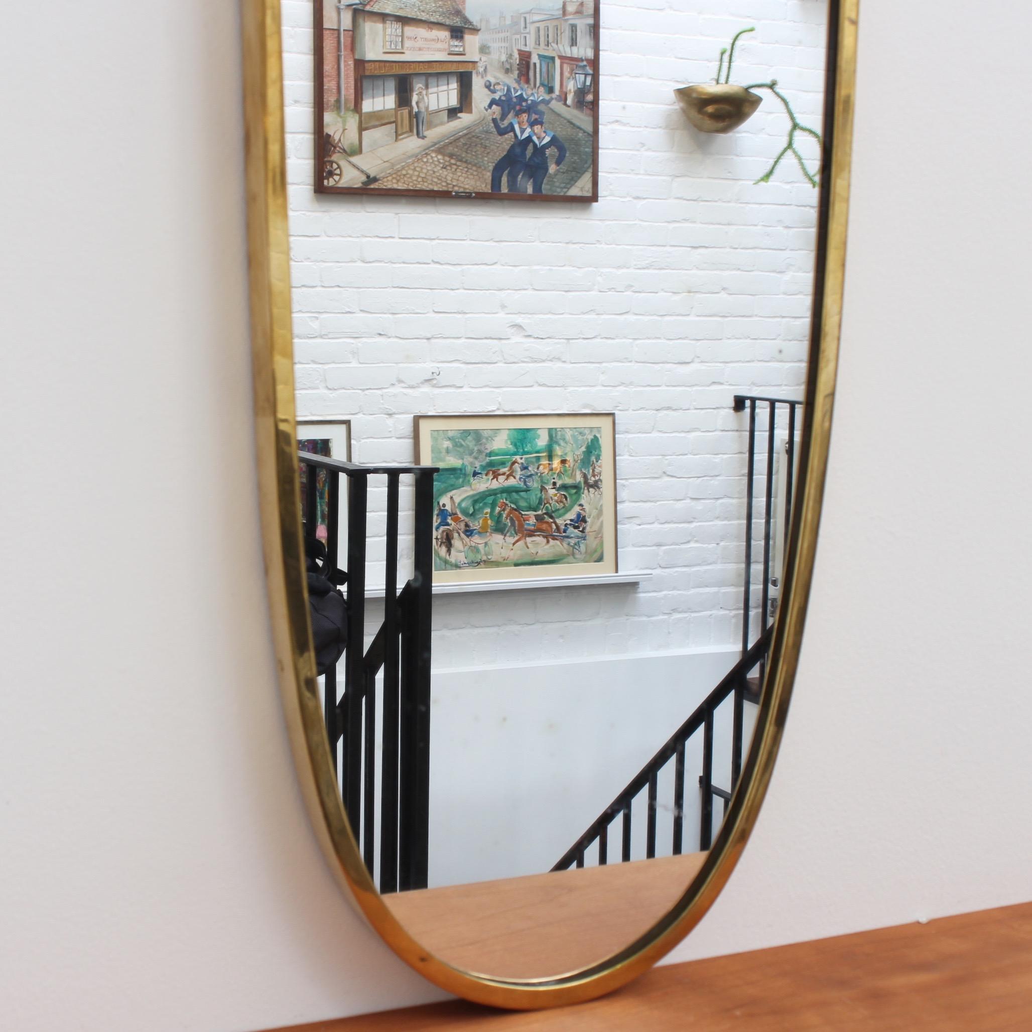 Midcentury Italian Wall Mirror with Brass Frame, circa 1950s 3