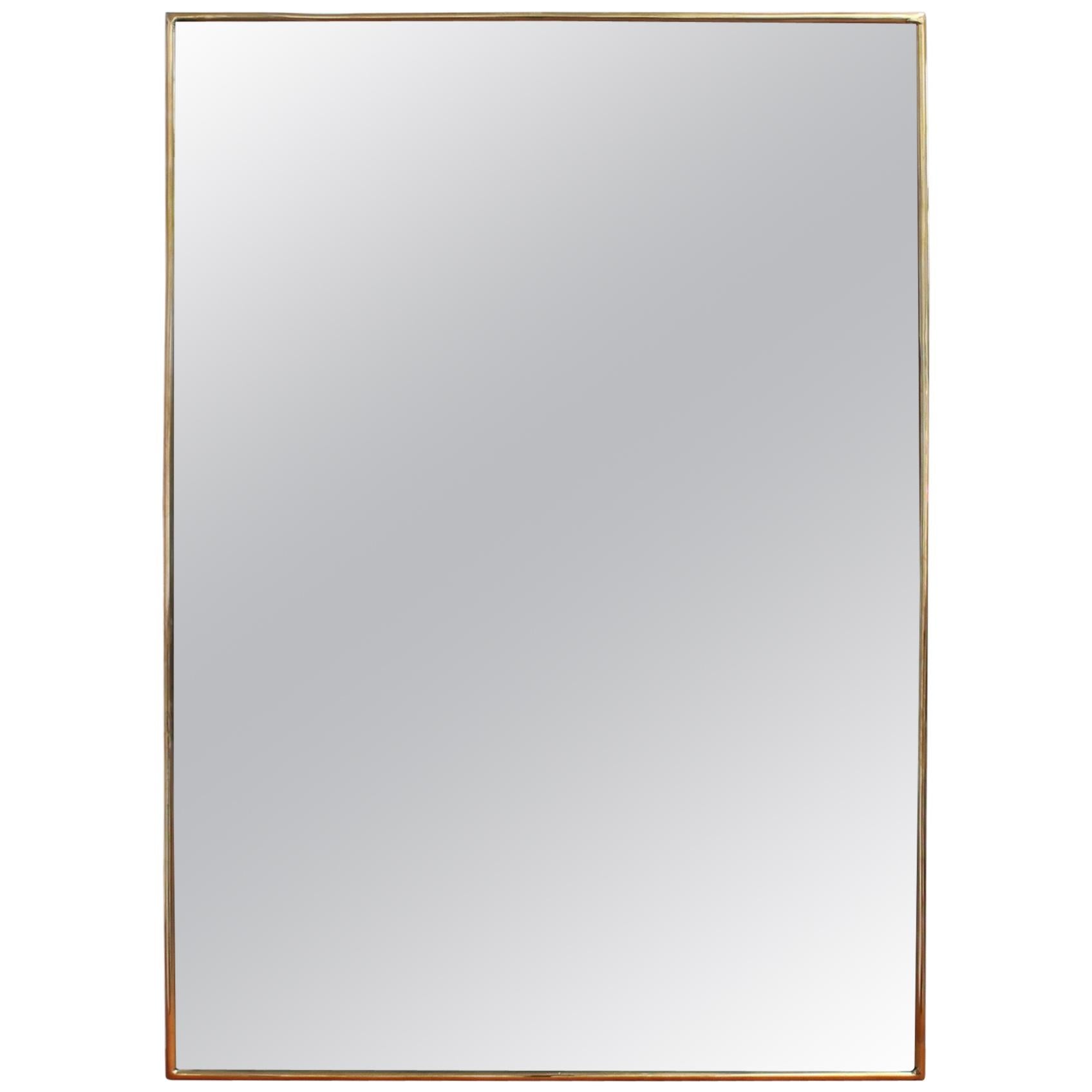 Midcentury Italian Wall Mirror with Brass Frame, circa 1950s