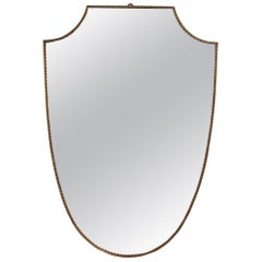 Midcentury Italian Wall Mirror with Brass Frame, circa 1950s
