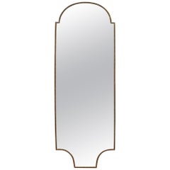 Midcentury Italian Wall Mirror with Brass Frame, circa 1950s