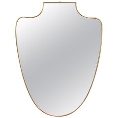 Midcentury Italian Wall Mirror with Brass Frame, 'circa 1950s'