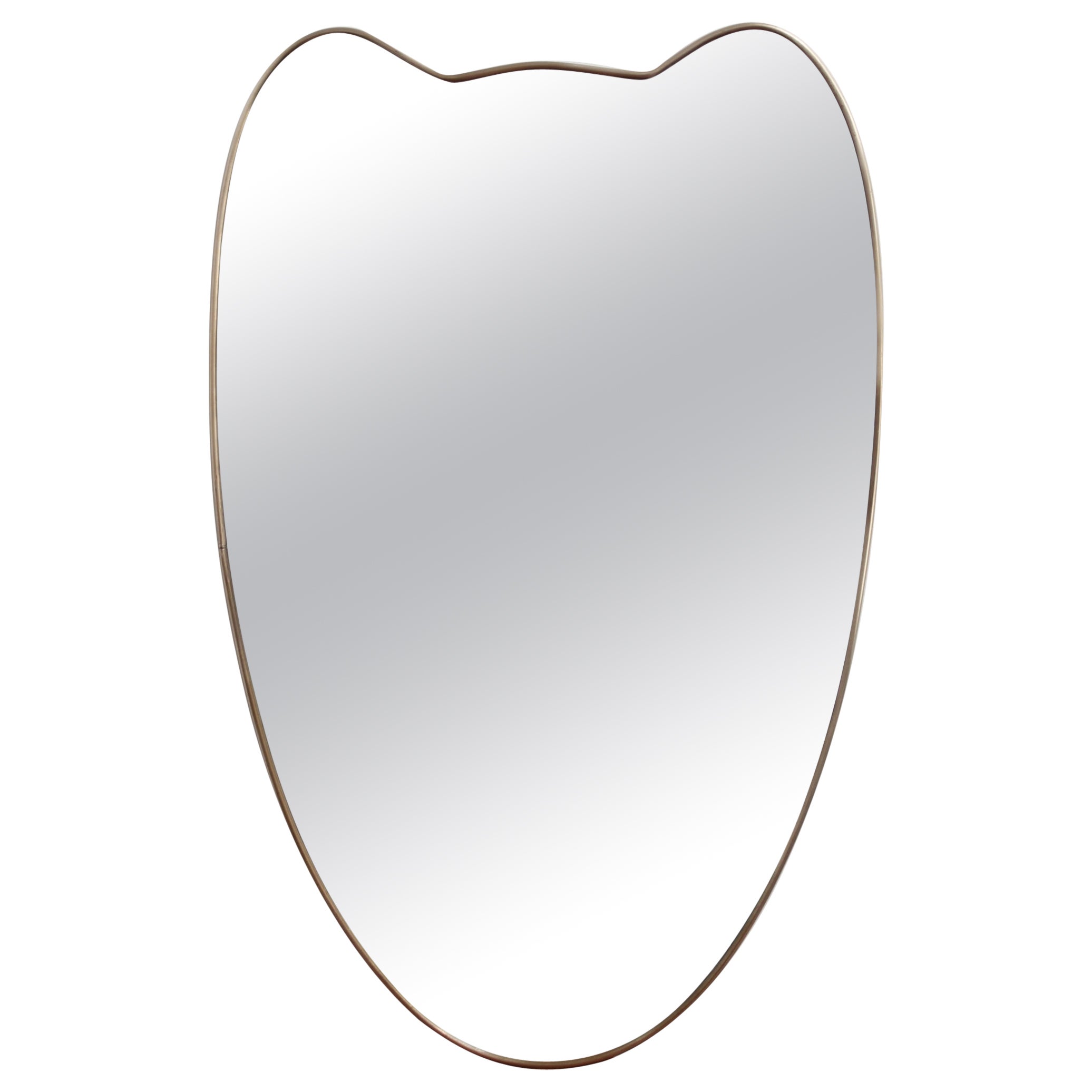 Midcentury Italian Wall Mirror with Brass Frame, 'circa 1950s'