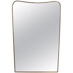 Midcentury Italian Wall Mirror with Brass Frame, circa 1950s