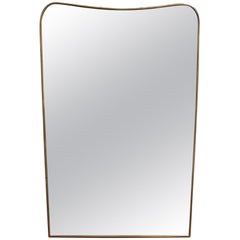 Midcentury Italian Wall Mirror with Brass Frame, circa 1950s