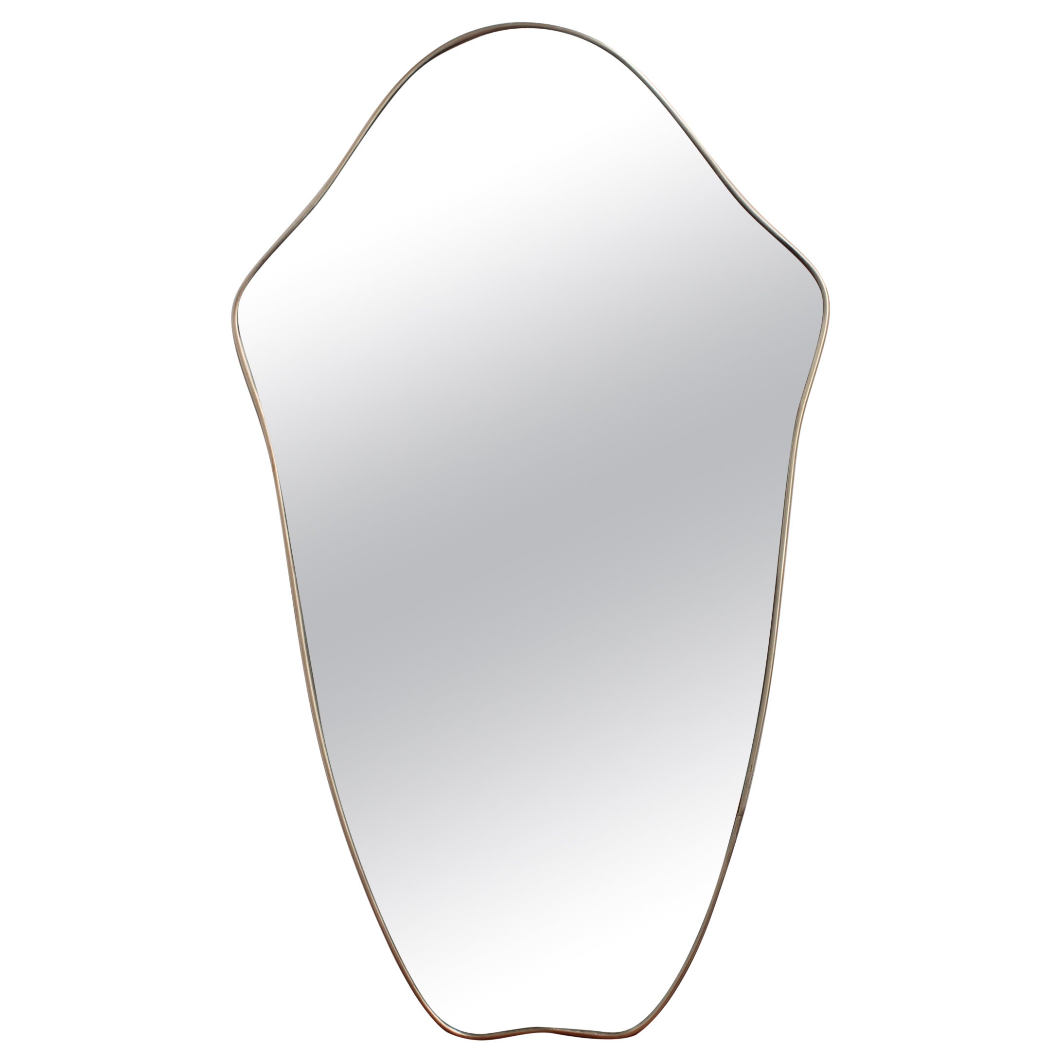 Midcentury Italian Wall Mirror with Brass Frame 'circa 1950s', Large