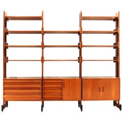 Midcentury Italian Wall Unit in Metal and Wood, 1960s