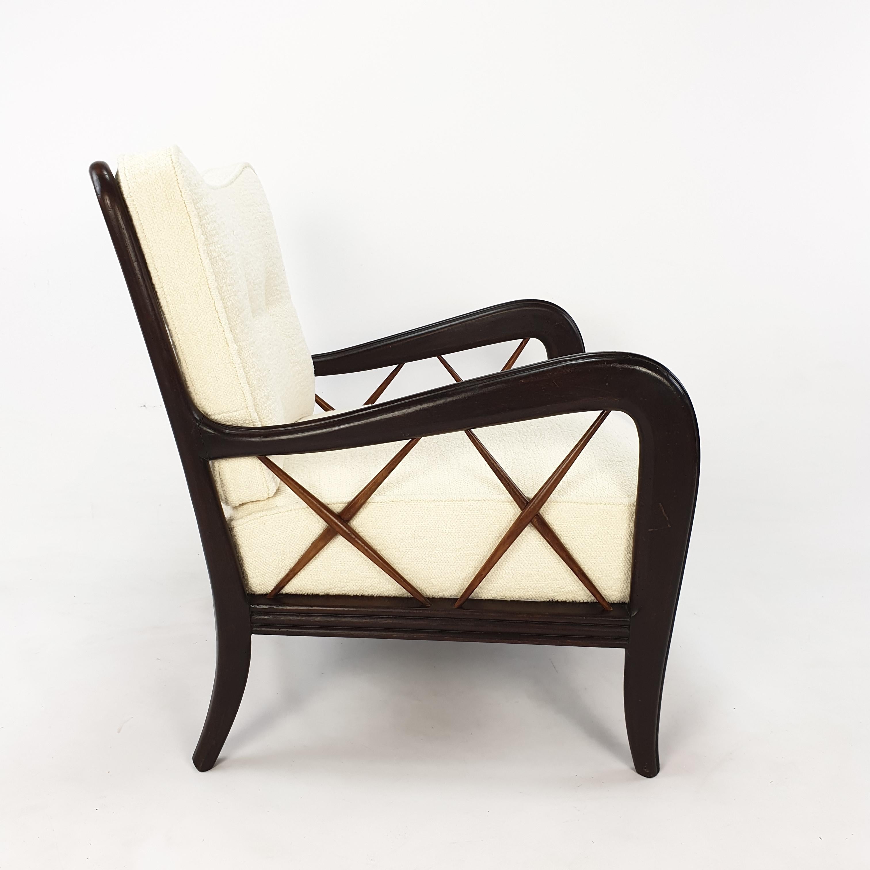 Mid-20th Century Midcentury Italian Walnut Armchair Style of Paolo Buffa, 50's