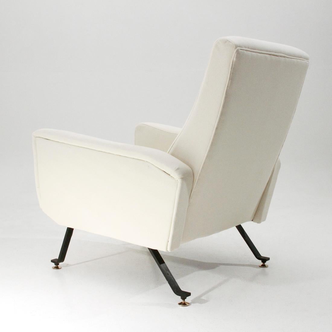 Mid-20th Century Midcentury Italian White Fabric Italian Armchair, 1950s