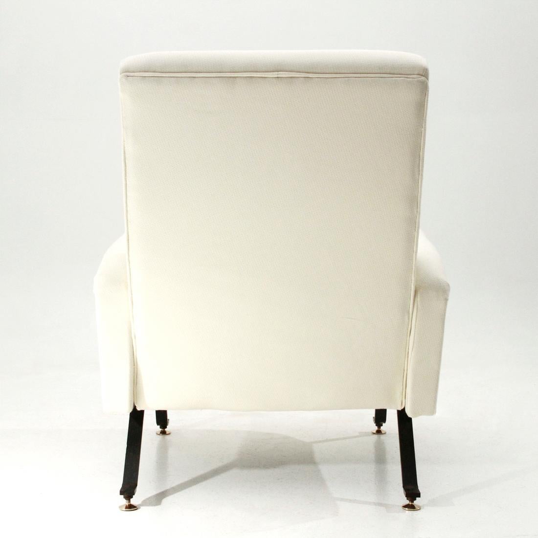 Midcentury Italian White Fabric Italian Armchair, 1950s 1