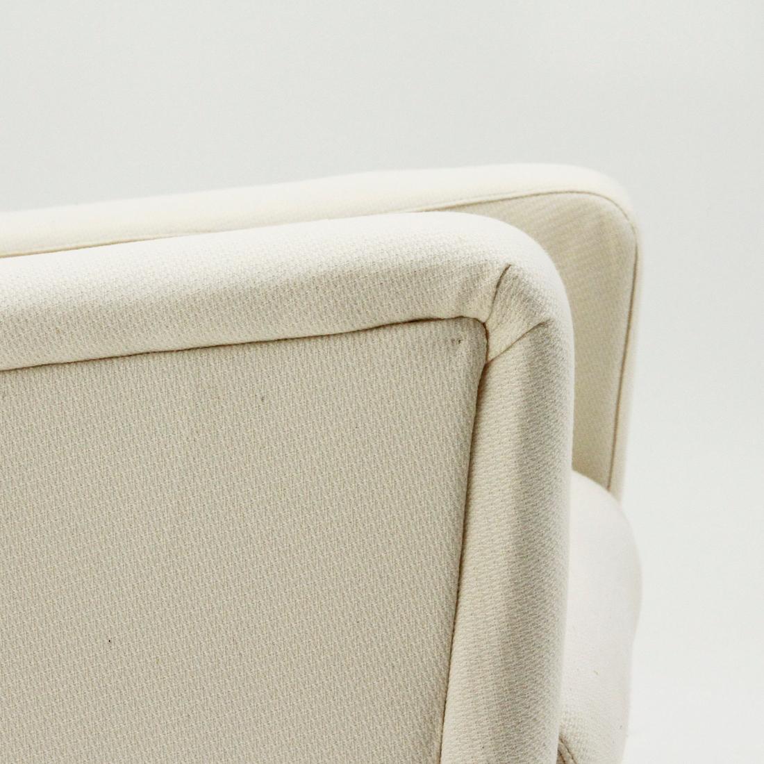 Midcentury Italian White Fabric Italian Armchair, 1950s 3
